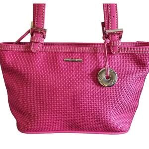 The Sak Pink Mini Bucket Purse Shoulder Bag Handbag Woven Y2k Beach Vtg Straw